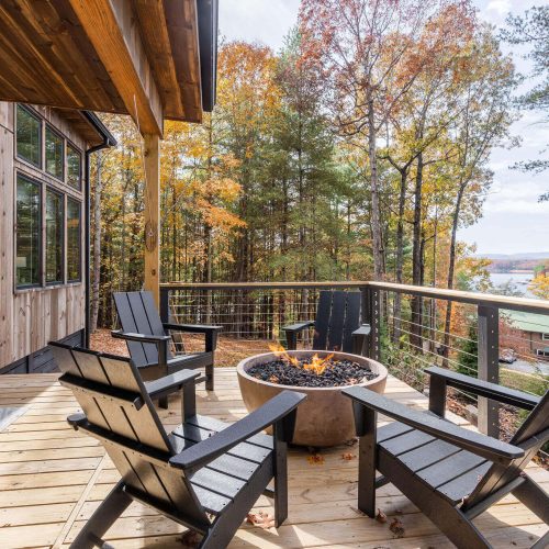 Lantern Landing Deck With Firepit and view of Lake Blue Ridge